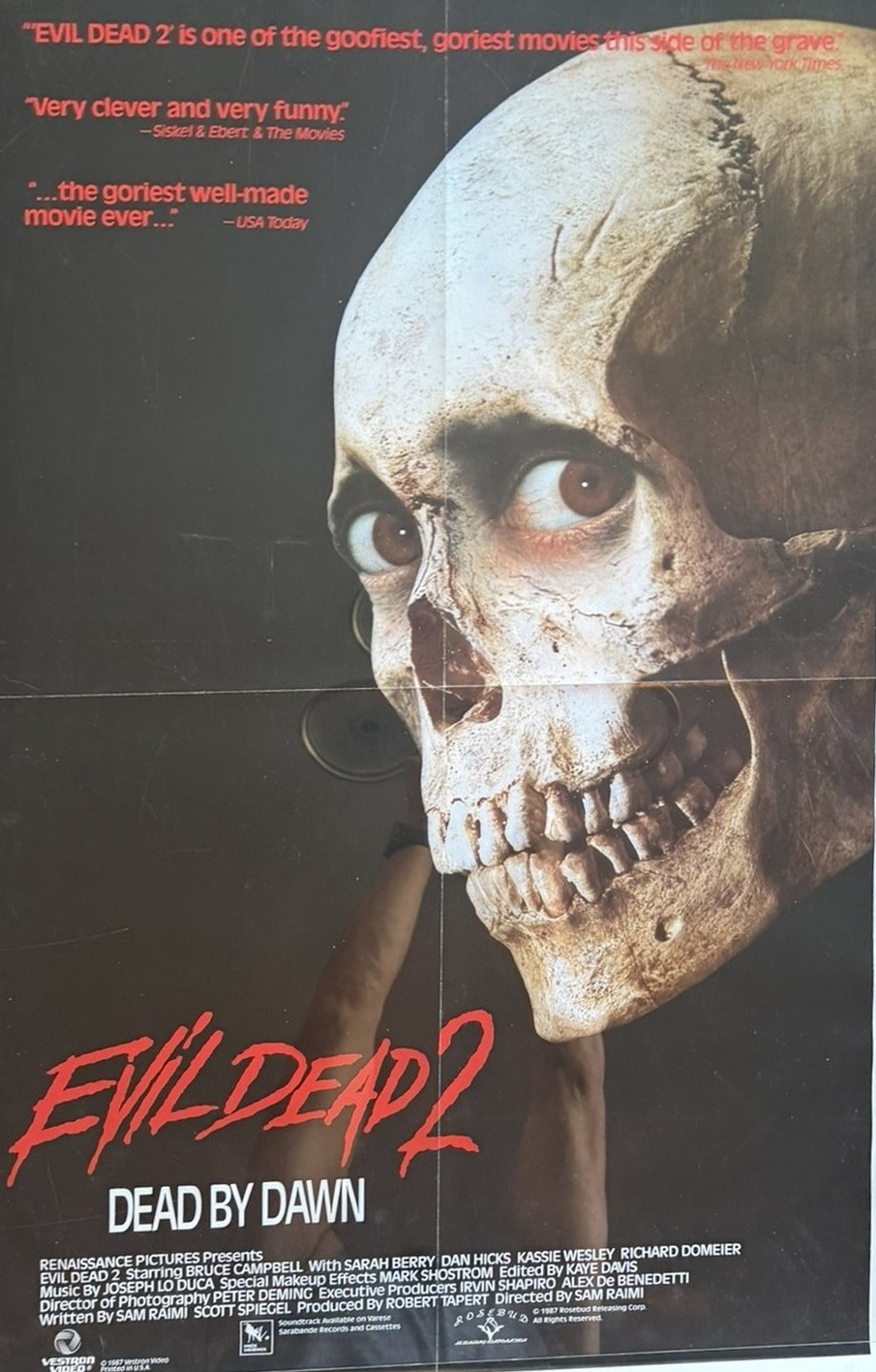Actual Evil Dead 2: Dead by Dawn - Vestron video-release one-sheet front photograph