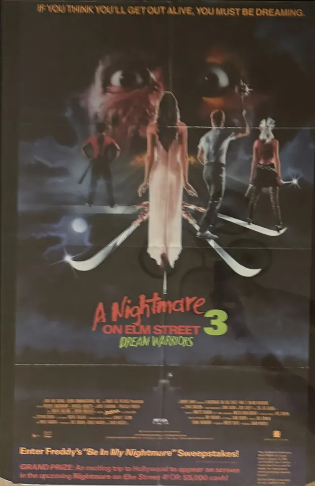 Actual A Nightmare on Elm Street 3: Dream Warriors — sweepstakes promotional poster front photograph