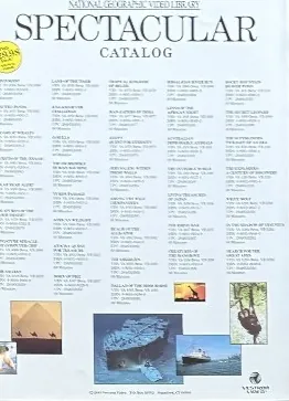 Actual National Geographic Video Library — Spectacular Catalog sheet front photograph