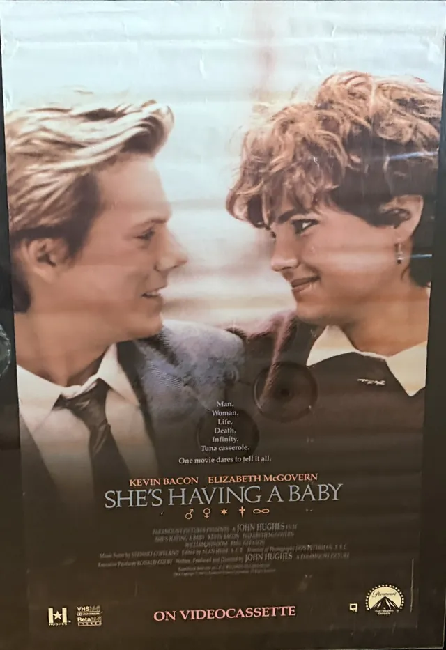 Actual She’s Having a Baby — Paramount videocassette promotional poster front photograph