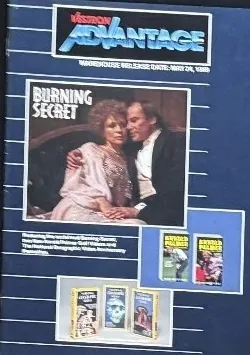 Actual Burning Secret / Vestron Advantage — June 1989 dealer release sheet front photograph